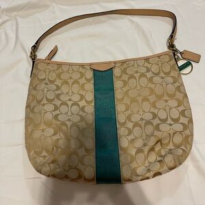Vintage Coach Tan and Green Women's Bag